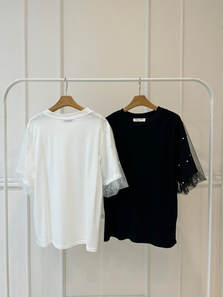 Pearls room - Korean Women Fashion - #womensfashion - Pearl Puff Tee - 12