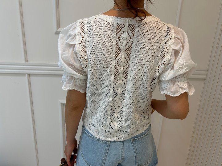 Pearls room - Korean Women Fashion - #womensfashion - Pretty Crochet Y Top - 11