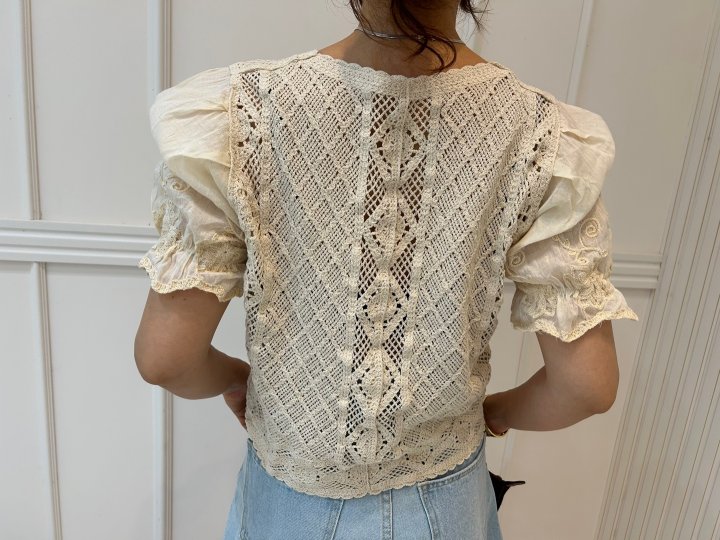 Pearls room - Korean Women Fashion - #womensfashion - Pretty Crochet Y Top - 5