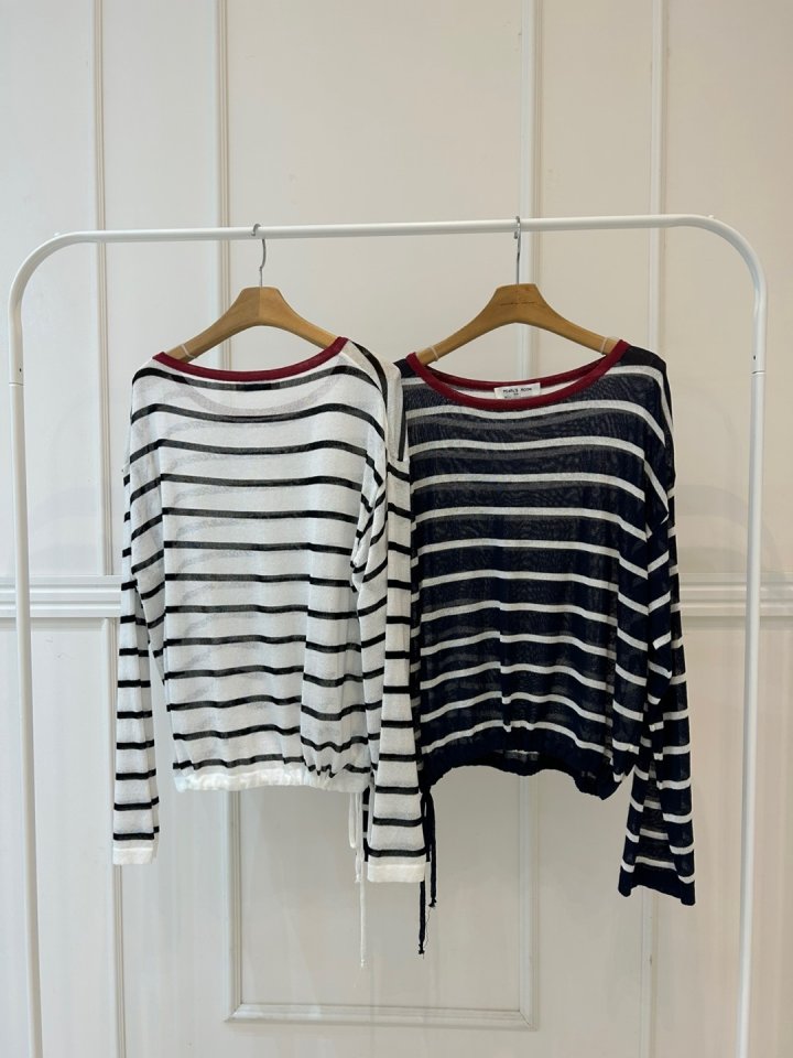 Pearls room - Korean Women Fashion - #womensfashion - Beach Stripe Knit - 12