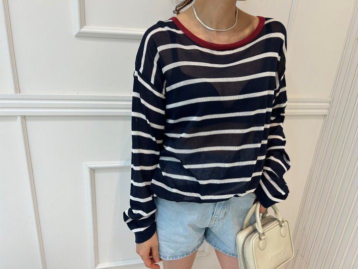Pearls room - Korean Women Fashion - #womensfashion - Beach Stripe Knit - 2