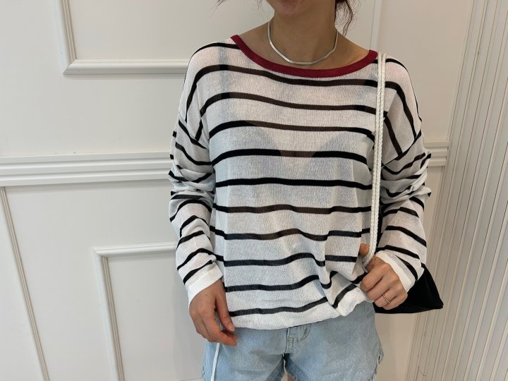 Pearls room - Korean Women Fashion - #womensfashion - Beach Stripe Knit - 8