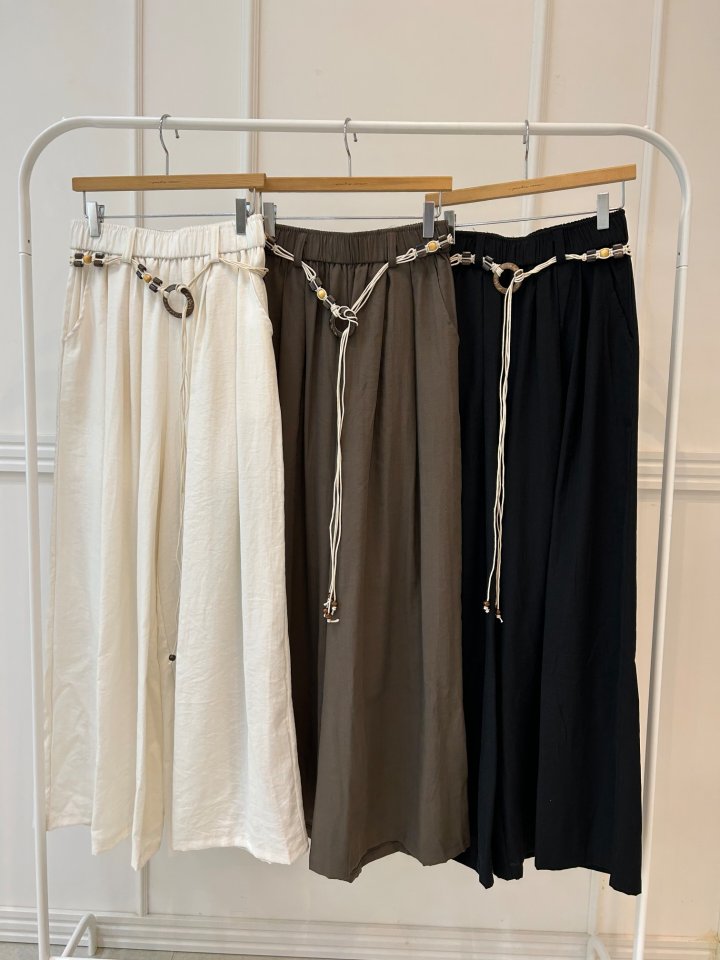 Pearls room - Korean Women Fashion - #womensfashion - Palm Belt Wide Pants - 12