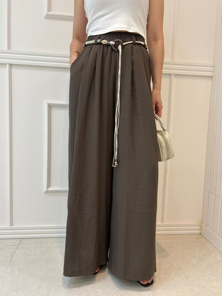 Pearls room - Korean Women Fashion - #womensfashion - Palm Belt Wide Pants - 8