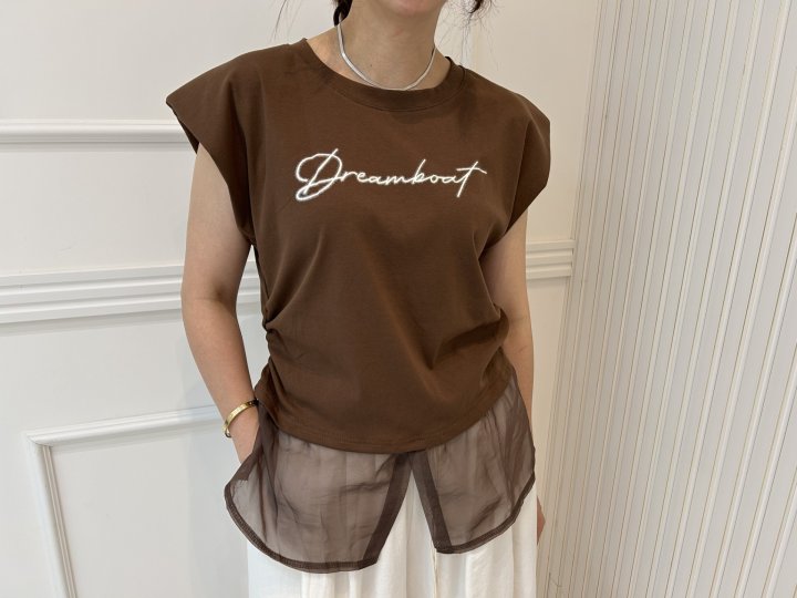 Pearls room - Korean Women Fashion - #womensfashion - Sheer Lettering Tee - 2