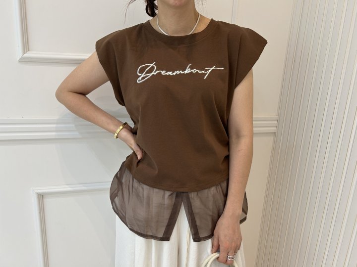 Pearls room - Korean Women Fashion - #momslook - Sheer Lettering Tee - 4