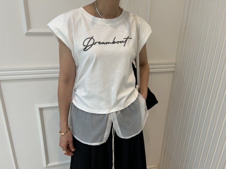 Pearls room - Korean Women Fashion - #womensfashion - Sheer Lettering Tee - 8