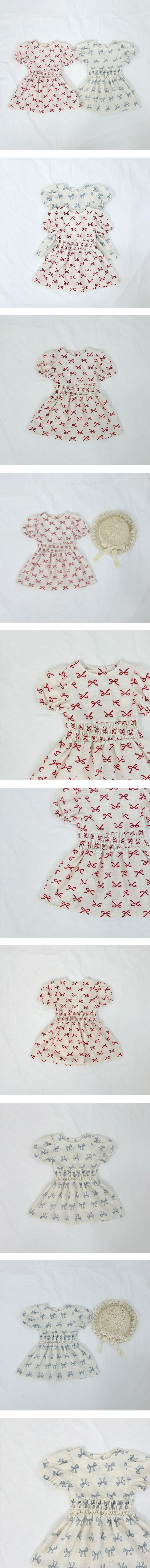 Pom - Korean Children Fashion - #Kfashion4kids - Ribbon Smocked One-piece
