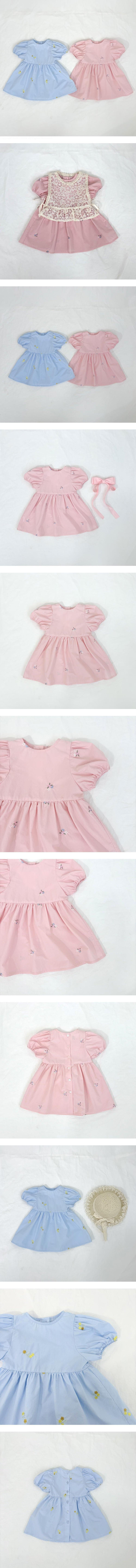 Pom - Korean Children Fashion - #kidsshorts - Floral Embroidery One-piece