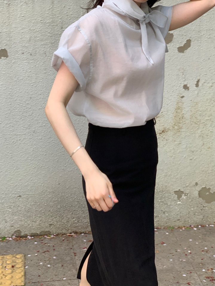 Pomelo - Korean Women Fashion - #momslook - Roetie Tie Blouse - 9