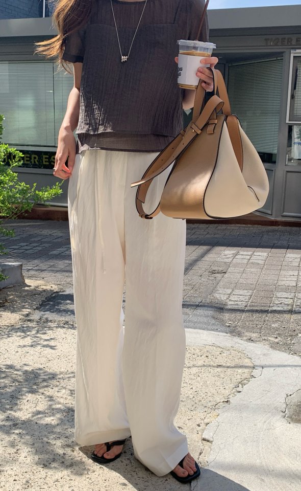 Pomelo - Korean Women Fashion - #momslook - Eco Banding Slacks - 8