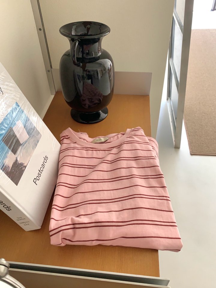 Pomelo - Korean Women Fashion - #momslook - Letter Stripe Tee - 12
