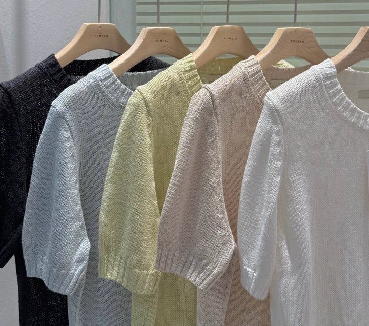 Pomelo - Korean Women Fashion - #momslook - Cool Paper Short Sleeve Knit - 12