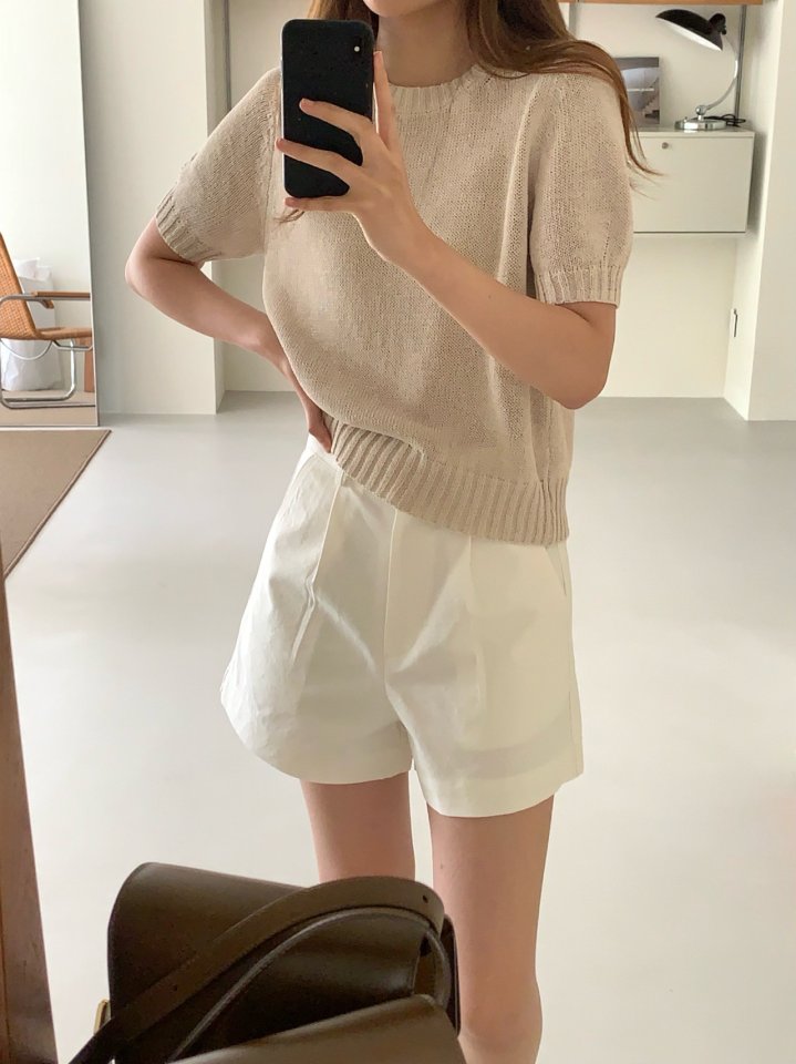 Pomelo - Korean Women Fashion - #momslook - Cool Paper Short Sleeve Knit - 8