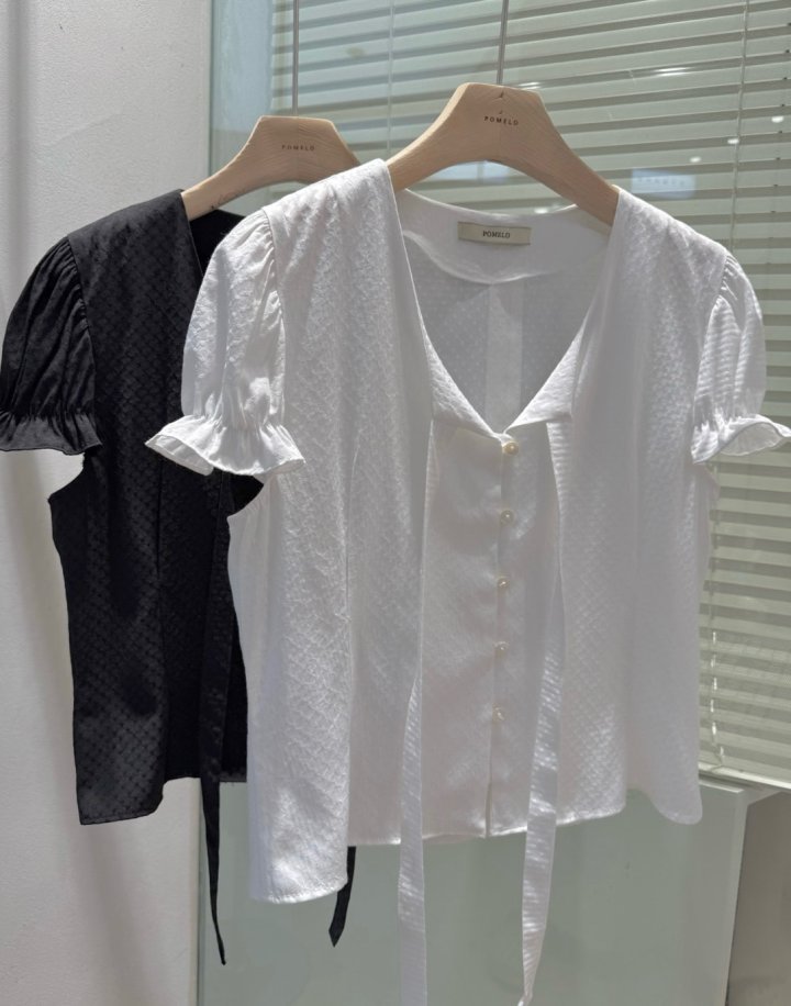 Pomelo - Korean Women Fashion - #momslook - Dot Tie Blouse - 12