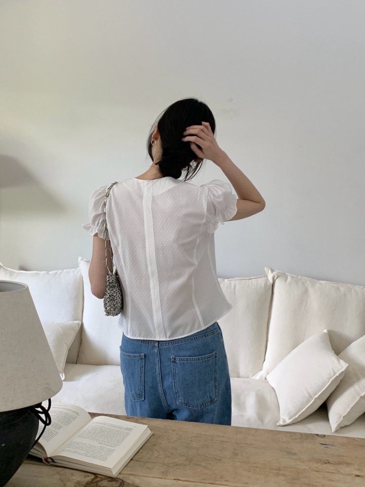 Pomelo - Korean Women Fashion - #momslook - Dot Tie Blouse - 6