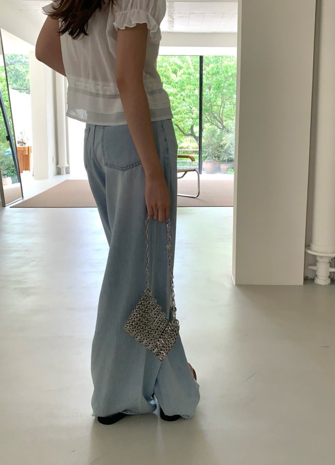 Pomelo - Korean Women Fashion - #romanticstyle - Wide Loose Fit Denim Pants - 5