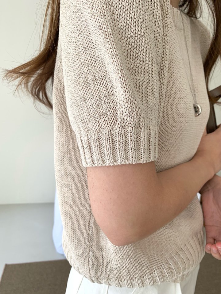 Pomelo - Korean Women Fashion - #romanticstyle - Cool Paper Short Sleeve Knit - 2