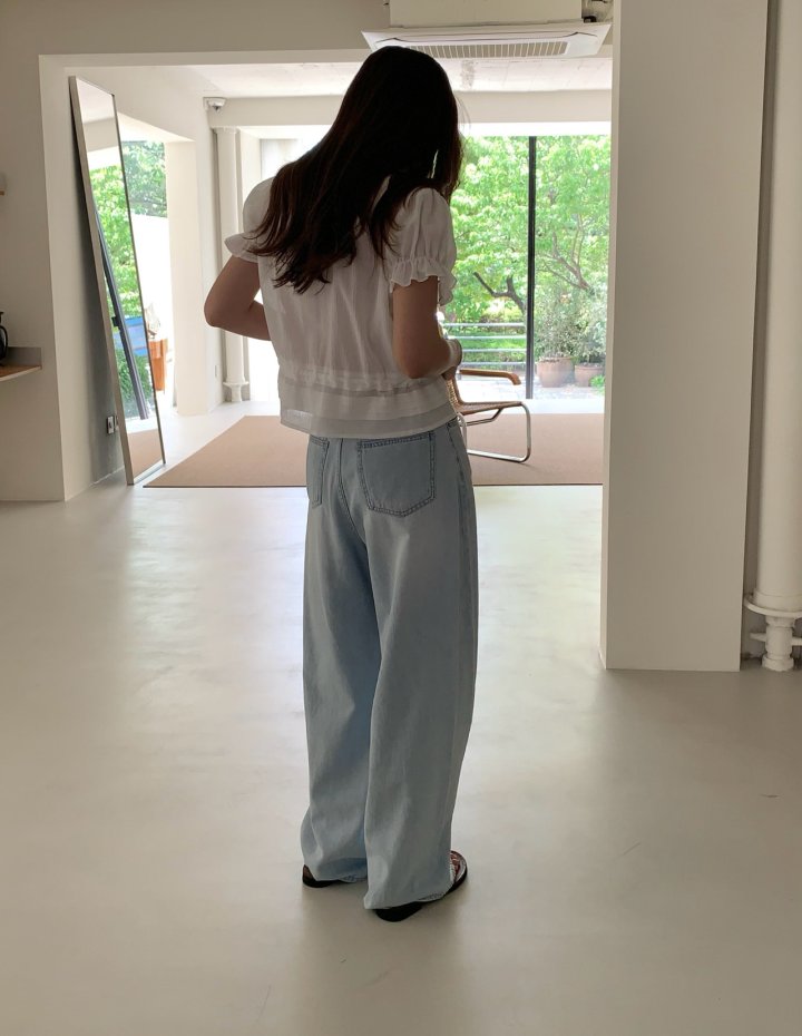 Pomelo - Korean Women Fashion - #shopsmall - Wide Loose Fit Denim Pants - 6