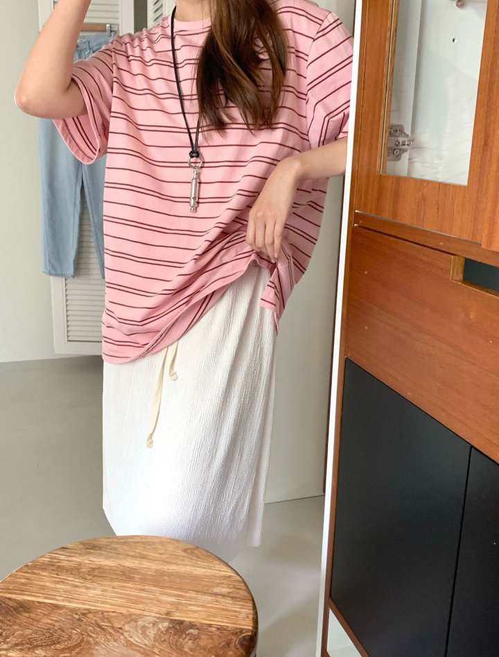 Pomelo - Korean Women Fashion - #shopsmall - Letter Stripe Tee - 5