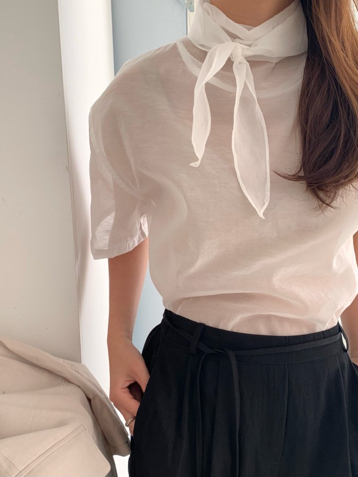 Pomelo - Korean Women Fashion - #momslook - Roetie Tie Blouse - 4