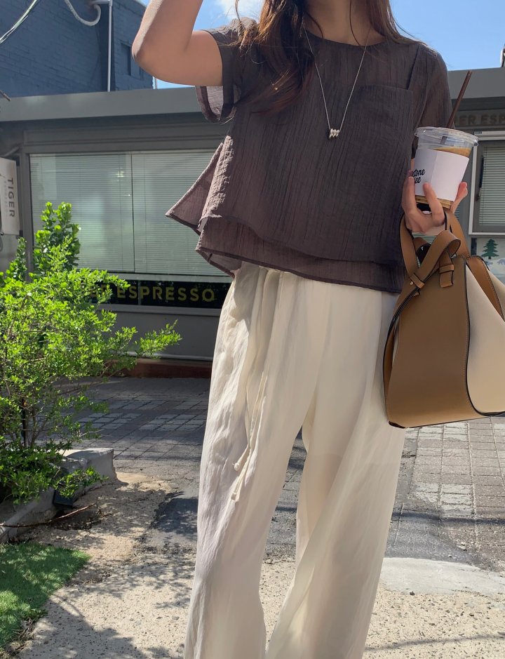 Pomelo - Korean Women Fashion - #womensfashion - Sheer Layered Blouse Set (with Bustier)