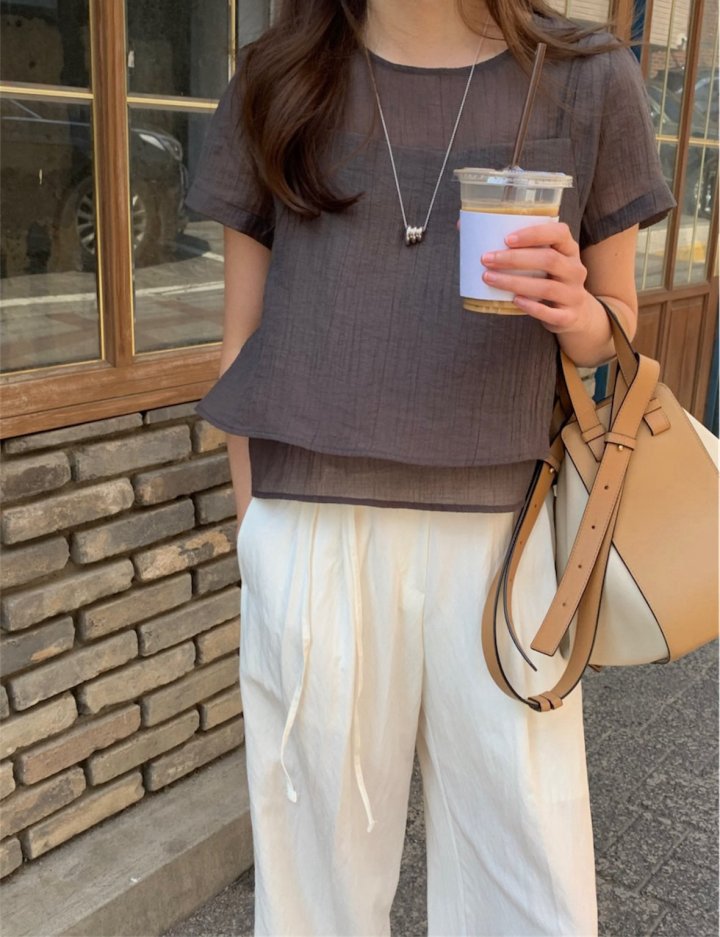 Pomelo - Korean Women Fashion - #womensfashion - Sheer Layered Blouse Set (with Bustier) - 5