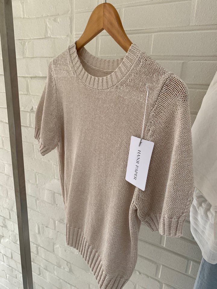 Pomelo - Korean Women Fashion - #womensfashion - Cool Paper Short Sleeve Knit - 11