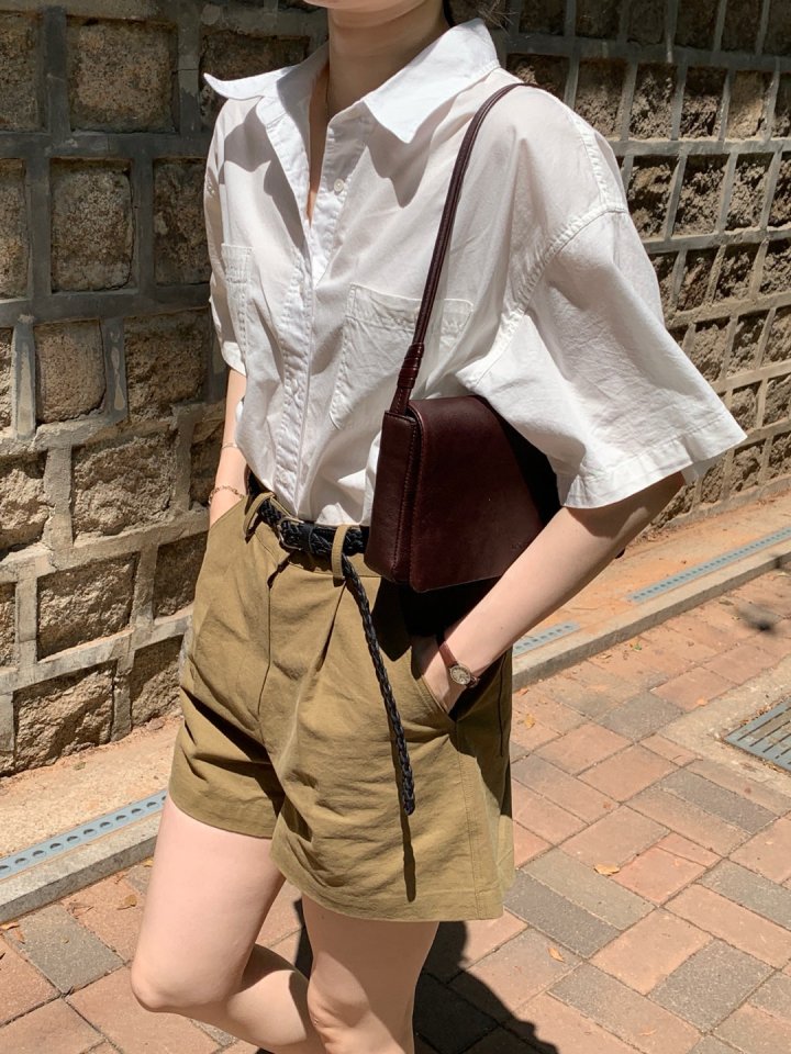 Pomelo - Korean Women Fashion - #womensfashion - Short Sleeve Washed Shirt (Ivory) - 6