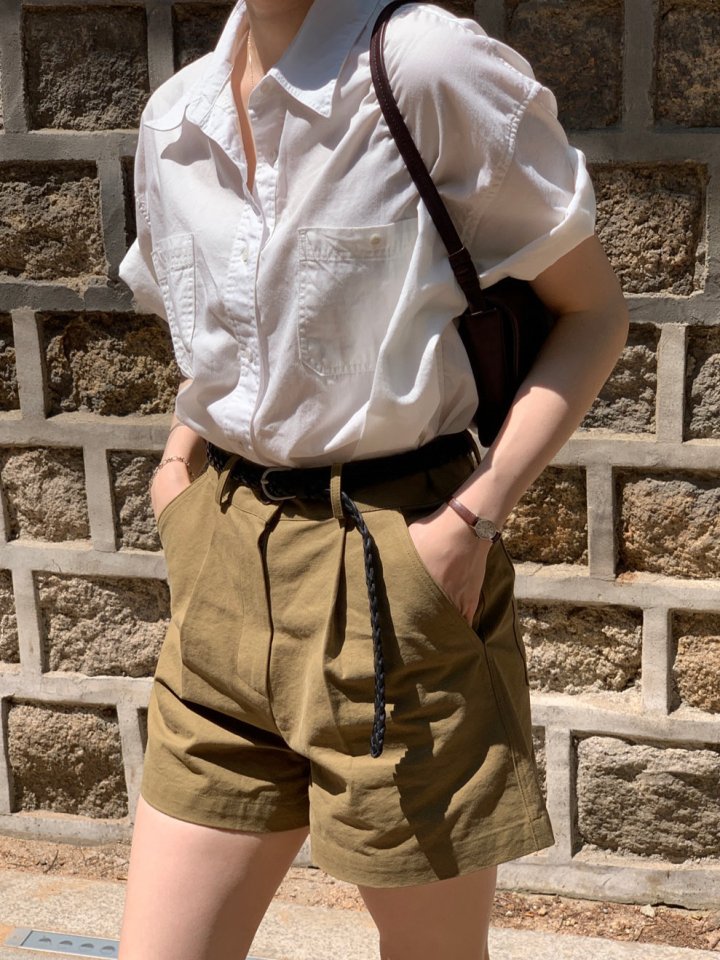 Pomelo - Korean Women Fashion - #womensfashion - Short Sleeve Washed Shirt (Ivory) - 8