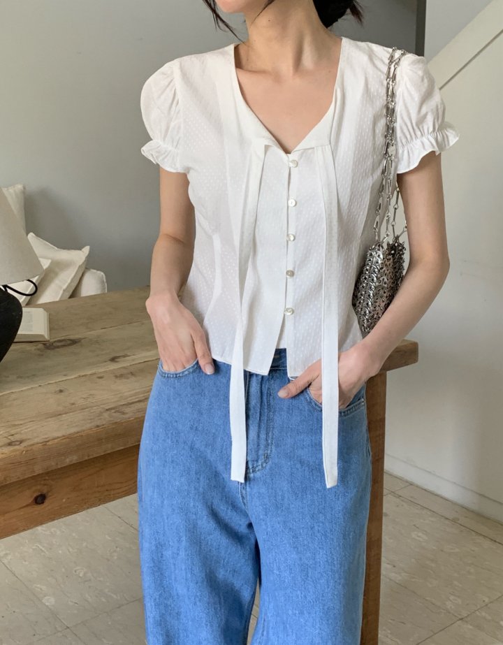 Pomelo - Korean Women Fashion - #womensfashion - Dot Tie Blouse - 7