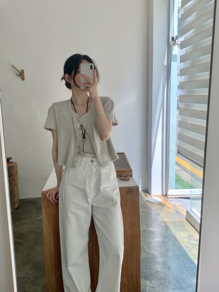 Pomelo - Korean Women Fashion - #womensfashion - Eyelet Set (Cardigan+Sleeveless) - 2