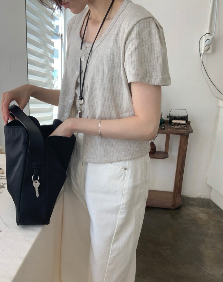 Pomelo - Korean Women Fashion - #womensfashion - Eyelet Set (Cardigan+Sleeveless) - 6