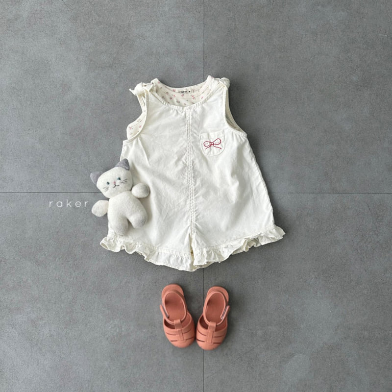 Raker - Korean Children Fashion - #childofig - Ribbon Frill Jumpsuit - 8