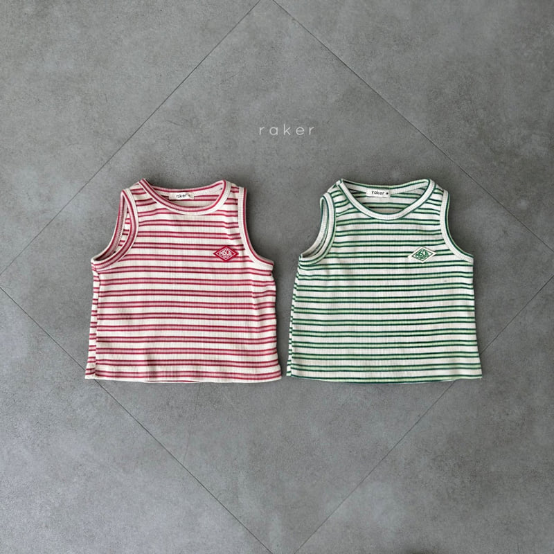 Raker - Korean Children Fashion - #littlefashionista - Striped Ribbed Sleeveless - 2