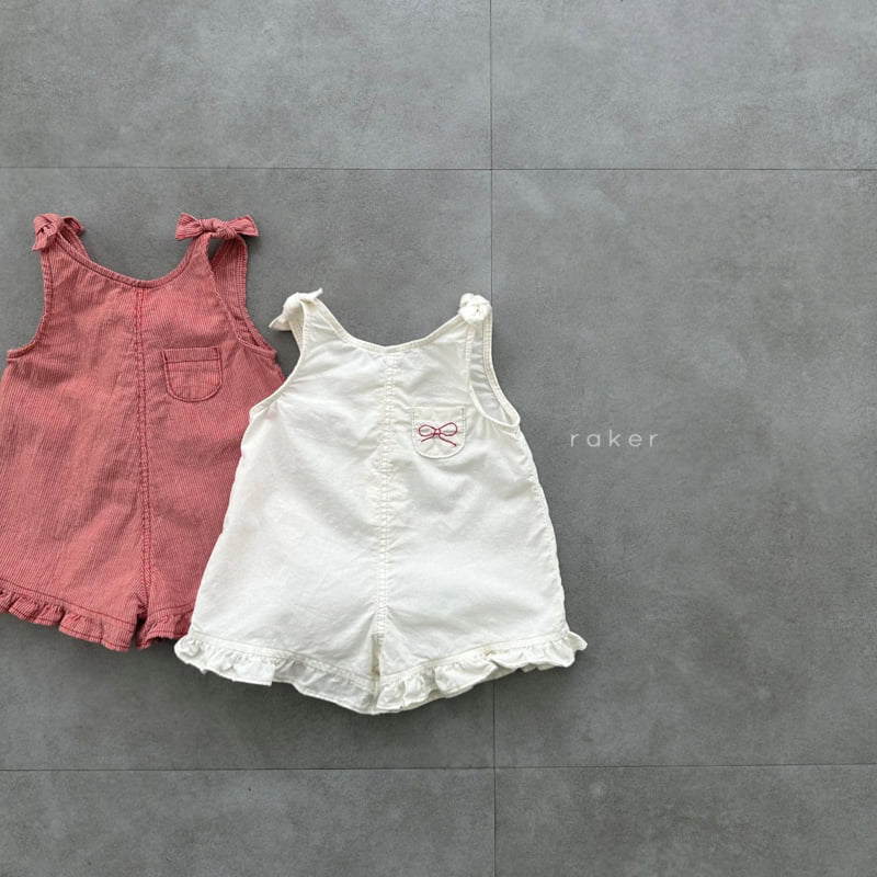 Raker - Korean Children Fashion - #toddlerclothing - Ribbon Frill Jumpsuit - 6