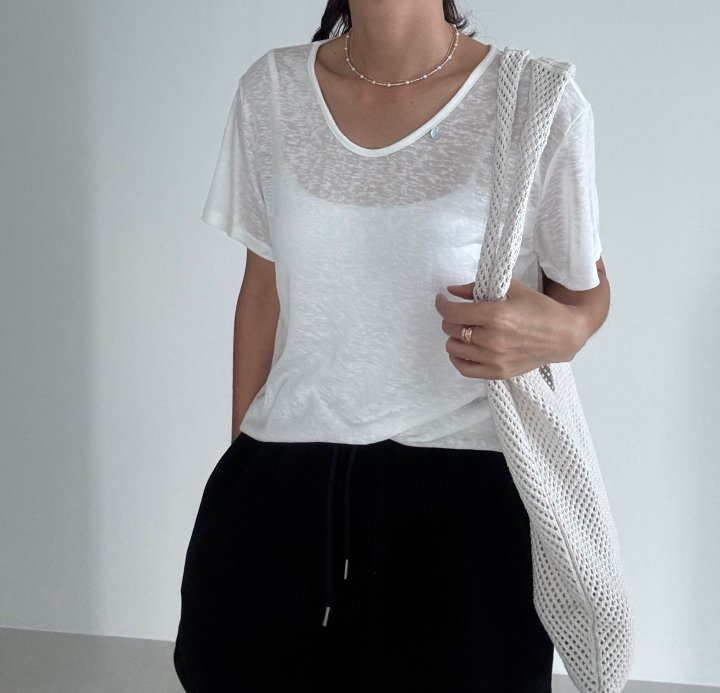 Ripple - Korean Women Fashion - #momslook - Silk V-Neck Tee - 3