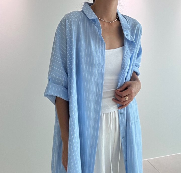 Ripple - Korean Women Fashion - #momslook - Baleen Linen Long Shirt - 3