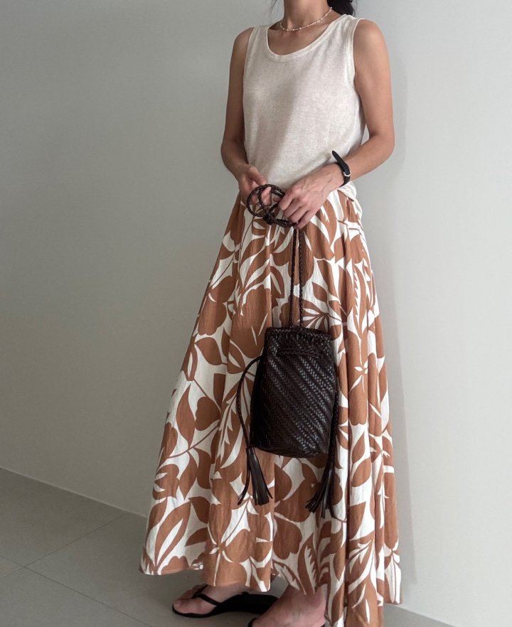 Ripple - Korean Women Fashion - #momslook - Leaf Linen Skirt - 2