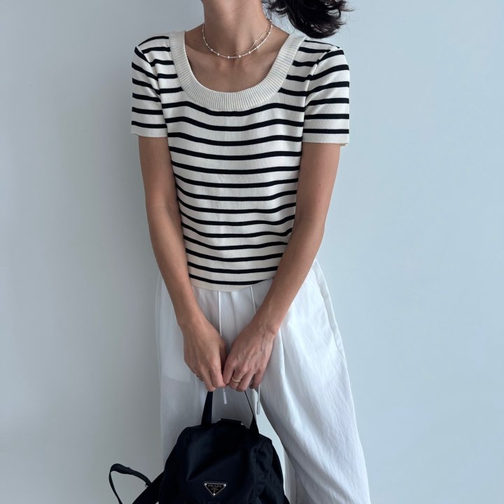 Ripple - Korean Women Fashion - #shopsmall - Ola Square Short Sleeve Knit - 7