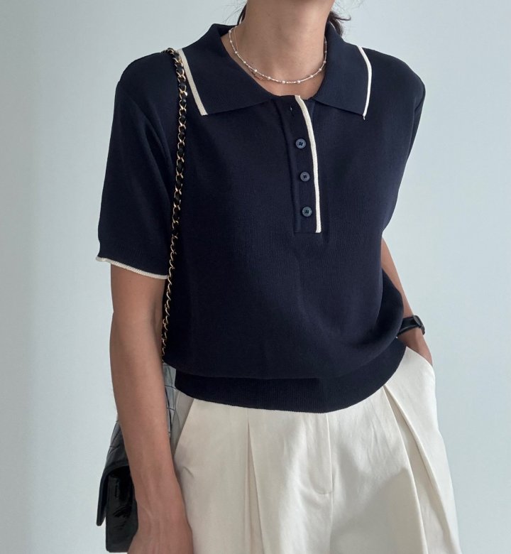 Ripple - Korean Women Fashion - #thelittlethings - Slushy Collar Short Sleeve Knit - 7