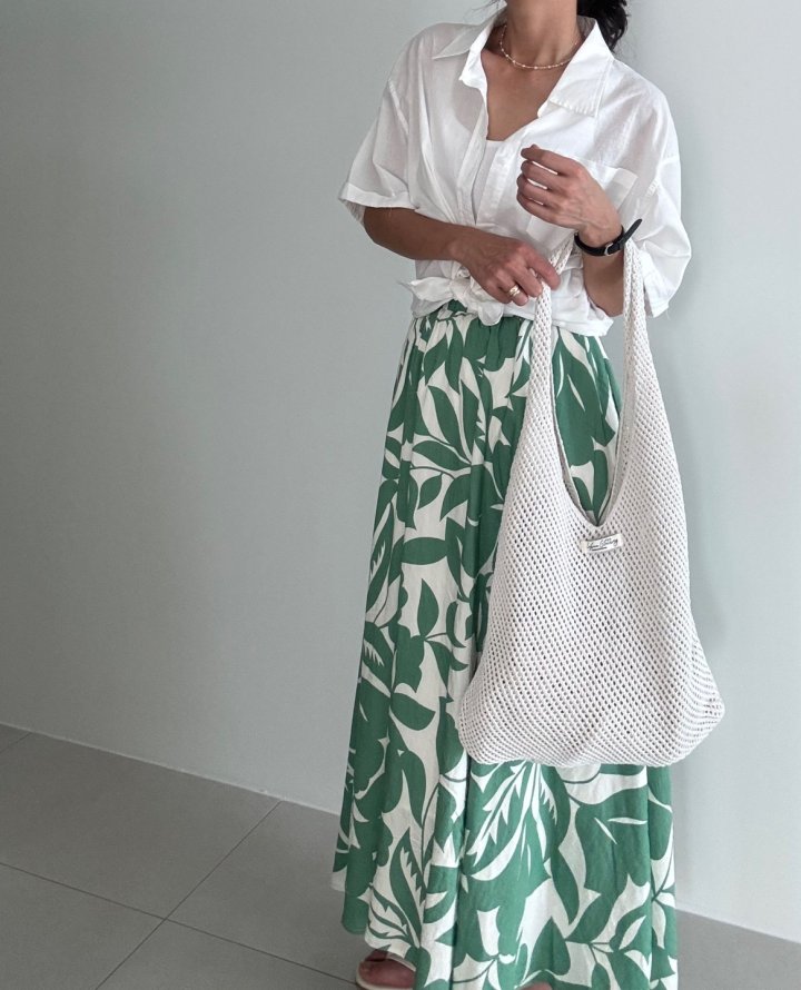 Ripple - Korean Women Fashion - #vintagekidsstyle - Leaf Linen Skirt - 6