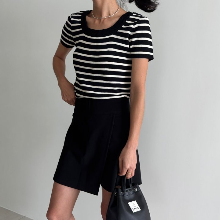 Ripple - Korean Women Fashion - #vintagekidsstyle - Ola Square Short Sleeve Knit - 3