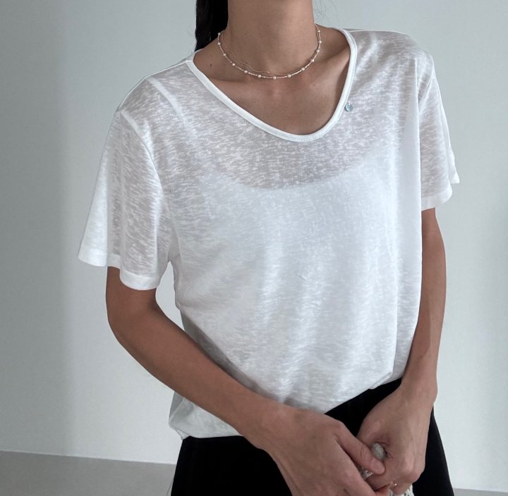 Ripple - Korean Women Fashion - #womensfashion - Silk V-Neck Tee - 2