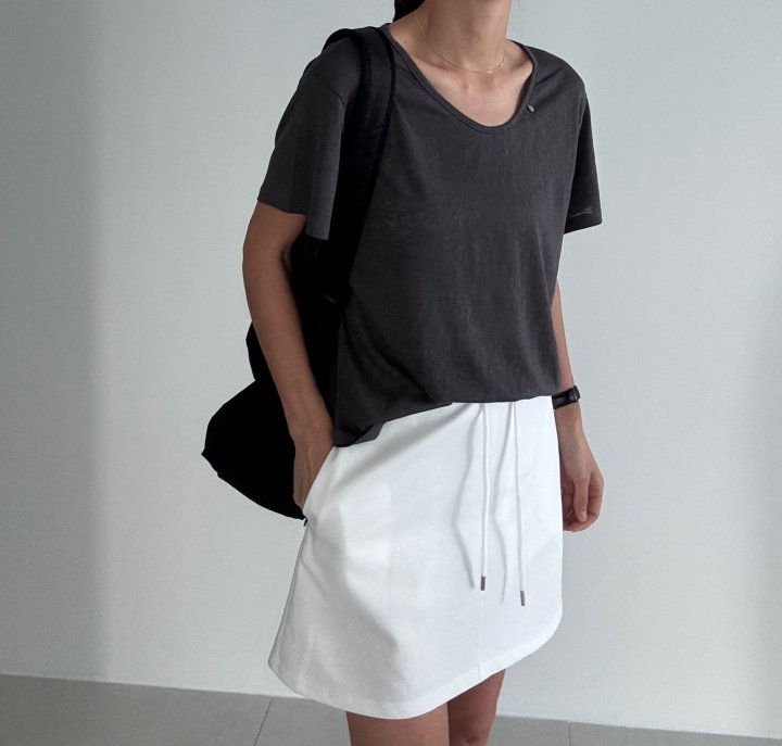 Ripple - Korean Women Fashion - #womensfashion - Silk V-Neck Tee - 6