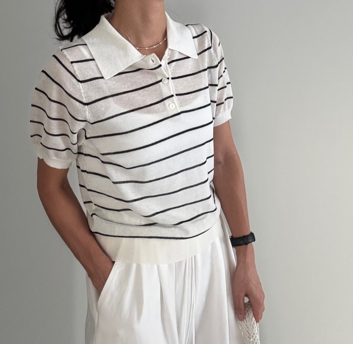 Ripple - Korean Women Fashion - #womensfashion - Someone Short Sleeve Knit - 3