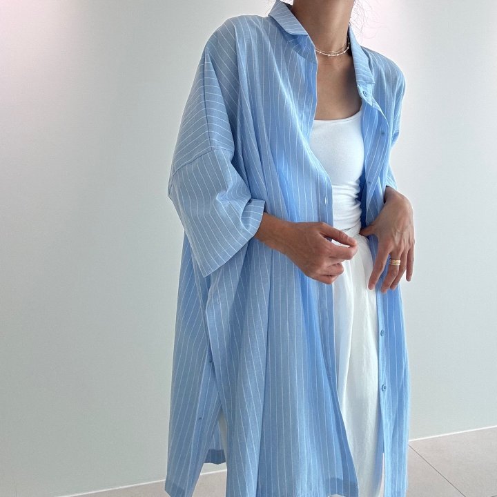 Ripple - Korean Women Fashion - #womensfashion - Baleen Linen Long Shirt - 2