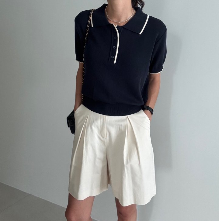 Ripple - Korean Women Fashion - #womensfashion - Slushy Collar Short Sleeve Knit - 9