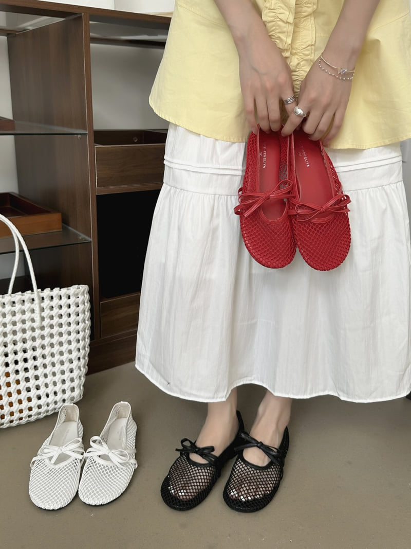 Runa Martin - Korean Women Fashion - #momslook - Ribbon Mary Jane Strap Mesh Flats - 2