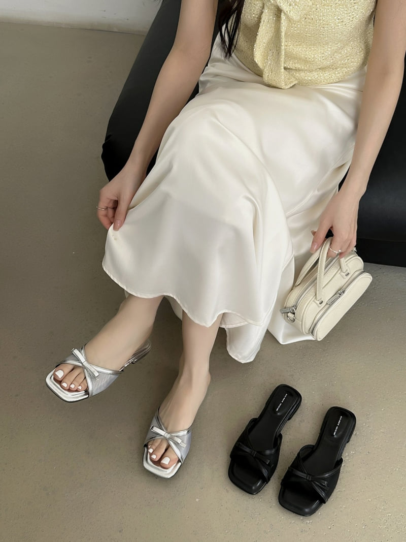 Runa Martin - Korean Women Fashion - #momslook - Square Mesh Ribbon Flats - 5